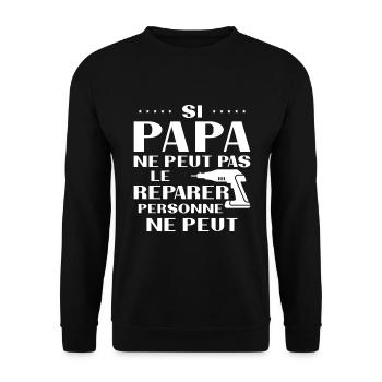 Papa Bricoleur Si Papa Ne Peut Pas Le Réparer - Sweat-shirt Unisexe - noir - Devant - Alina (178cm) & Michal (187cm)