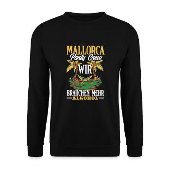 Mallorca Party Crew Mallorca Urlaub - Unisex Pullover - Schwarz - Vorne - Alina (178cm) & Michal (187cm)