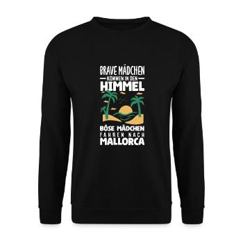 Mallorca Party Crew Mallorca Urlaub - Unisex Pullover - Schwarz - Vorne - Alina (178cm) & Michal (187cm)
