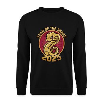 Chinesisches Jahr 2025 Jahr der Schlange - Unisex Pullover - Schwarz - Vorne - Alina (178cm) & Michal (187cm)