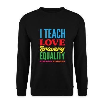 Lustiges Lehrer Lehrerinnen Geschenk - Unisex Pullover - Schwarz - Vorne - Alina (178cm) & Michal (187cm)