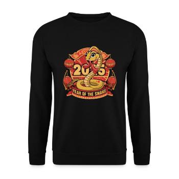 Chinesisches Jahr 2025 Jahr der Schlange - Unisex Pullover - Schwarz - Vorne - Alina (178cm) & Michal (187cm)