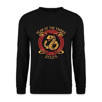 Chinesisches Jahr 2025 Jahr der Schlange - Unisex Pullover - Schwarz - Vorne - Alina (178cm) & Michal (187cm)