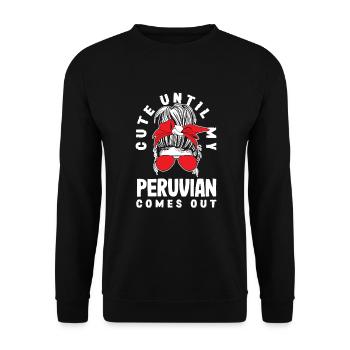 Peru Peruaner Geschenk - Unisex Pullover - Schwarz - Vorne - Alina (178cm) & Michal (187cm)