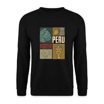 Peru Peruaner Geschenk - Unisex Pullover - Schwarz - Vorne - Alina (178cm) & Michal (187cm)