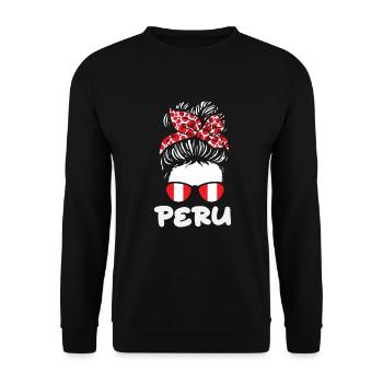Peru Peruaner Geschenk - Unisex Pullover - Schwarz - Vorne - Alina (178cm) & Michal (187cm)