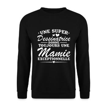 Cartoonist always gives exceptional granny - Unisex Sweatshirt - black - Front - Alina (178cm) & Michal (187cm)