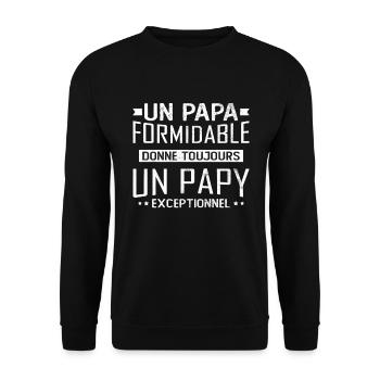 Un Papa Formidable Donne Un Papy Exceptionnel - Sweat-shirt Unisexe - noir - Devant - Alina (178cm) & Michal (187cm)