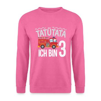Tatütata Feuerwehr 3. Geburtstag - Unisex Pullover - Pink - Vorne