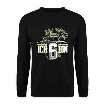 Ich Bin 6 Ninja Geburtstagsshirt - Unisex Pullover - Schwarz - Vorne - Alina (178cm) & Michal (187cm)