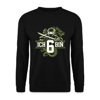 Ich Bin 6 Ninja Geburtstagsshirt - Unisex Pullover - Schwarz - Vorne - Alina (178cm) & Michal (187cm)