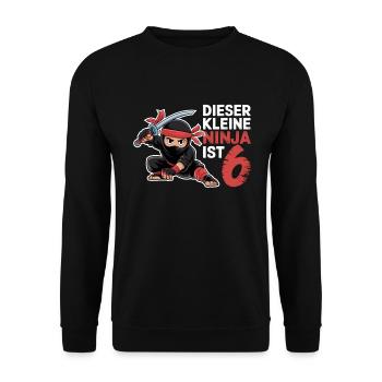 This Little Ninja Is 6 Birthday Shirt - Unisex Sweatshirt - black - Front - Alina (178cm) & Michal (187cm)