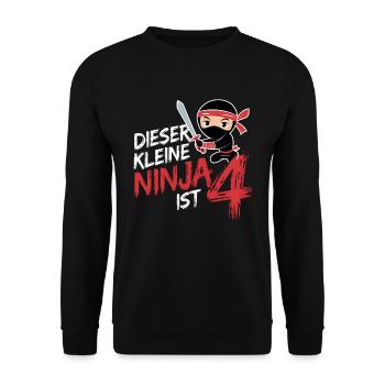This Little Ninja Is 4 Birthday T-Shirt - Unisex Sweatshirt - black - Front - Alina (178cm) & Michal (187cm)