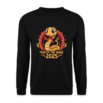 Chinesisches Jahr 2025 Jahr der Schlange - Unisex Pullover - Schwarz - Vorne - Alina (178cm) & Michal (187cm)