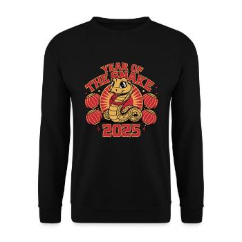 Chinesisches Jahr 2025 Jahr der Schlange - Unisex Pullover - Schwarz - Vorne - Alina (178cm) & Michal (187cm)