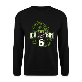 Ich Bin 6 Ninja Geburtstagsshirt - Unisex Pullover - Schwarz - Vorne - Alina (178cm) & Michal (187cm)