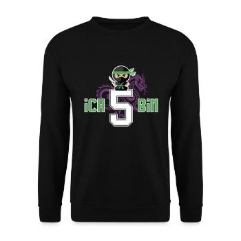 Ich Bin 5 Ninja Geburtstagsshirt - Unisex Pullover - Schwarz - Vorne - Alina (178cm) & Michal (187cm)