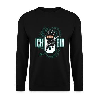 Ich Bin 6 Ninja Geburtstagsshirt - Unisex Pullover - Schwarz - Vorne - Alina (178cm) & Michal (187cm)