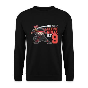 This Little Ninja Is 9 Birthday T-Shirt - Unisex Sweatshirt - black - Front - Alina (178cm) & Michal (187cm)