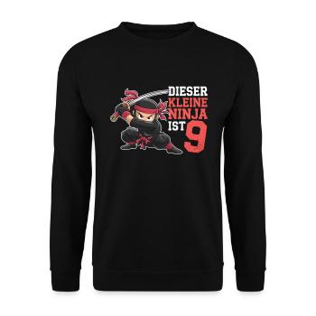 This Little Ninja Is 9 Birthday T-Shirt - Unisex Sweatshirt - black - Front - Alina (178cm) & Michal (187cm)