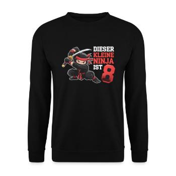 This Little Ninja Is 8 Birthday T-Shirt - Unisex Sweatshirt - black - Front - Alina (178cm) & Michal (187cm)