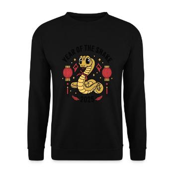 Chinesisches Jahr 2025 Jahr der Schlange - Unisex Pullover - Schwarz - Vorne - Alina (178cm) & Michal (187cm)
