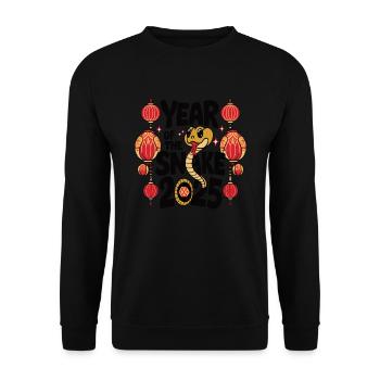 Chinese Year 2025 Year of the Snake - Unisex Sweatshirt - black - Front - Alina (178cm) & Michal (187cm)