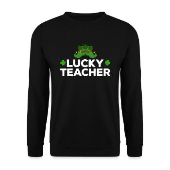 Happy St. Patrick's Day Kleeblätter - Unisex Pullover - Schwarz - Vorne - Alina (178cm) & Michal (187cm)