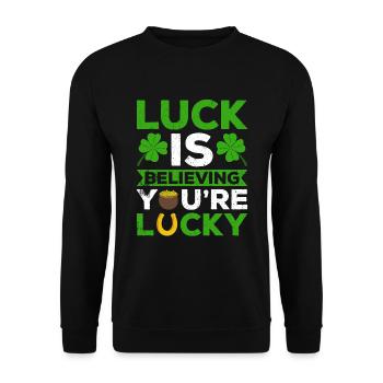 Happy St. Patrick's Day Kleeblätter - Unisex Pullover - Schwarz - Vorne - Alina (178cm) & Michal (187cm)