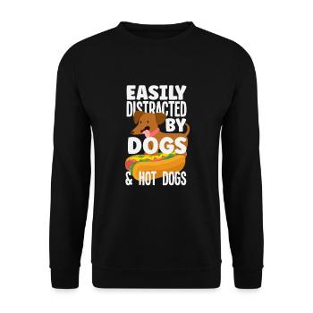 Facilement distrait par les chiens et les hot-dogs - Sweat-shirt Unisexe - noir - Devant - Alina (178cm) & Michal (187cm)