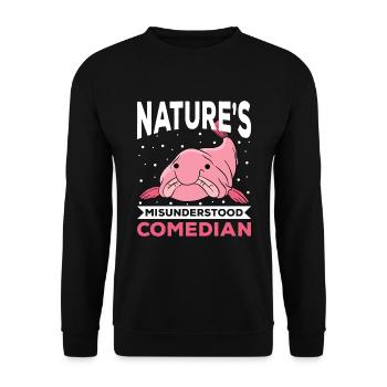 Funny Blobfish Cute Blobfish - Unisex Sweatshirt - black - Front - Alina (178cm) & Michal (187cm)