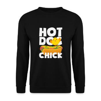 Hot Dog Poussin Style Drôle - Sweat-shirt Unisexe - noir - Devant - Alina (178cm) & Michal (187cm)