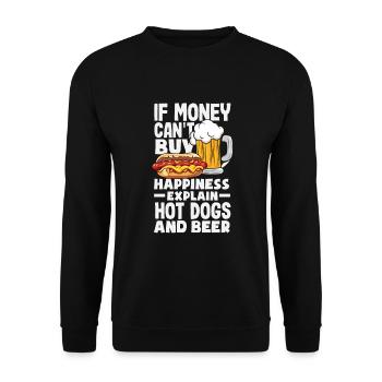 When Money Doesn't Explain Happiness Hot Dog and Beer - Unisex Sweatshirt - black - Front - Alina (178cm) & Michal (187cm)