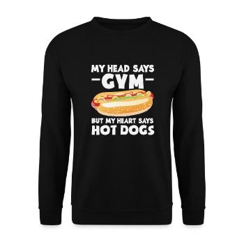 My Head Says Gym Heart Says Hot Dogs - Unisex Sweatshirt - black - Front - Alina (178cm) & Michal (187cm)