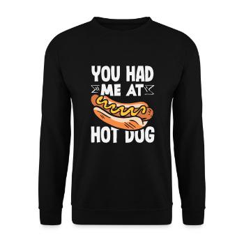 You had me at Hot Dog - Unisex Sweatshirt - black - Front - Alina (178cm) & Michal (187cm)