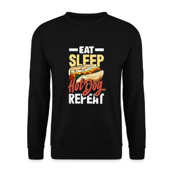 Eat Sleep Hot Dog Repeat Snack Fun - Unisex Sweatshirt - black - Front - Alina (178cm) & Michal (187cm)