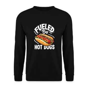 Powered by Hot Dogs Enjoyment - Unisex Sweatshirt - black - Front - Alina (178cm) & Michal (187cm)