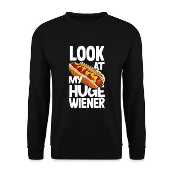Schau Mal Mein Riesen Hot Dog - Unisex Pullover - Schwarz - Vorne - Alina (178cm) & Michal (187cm)