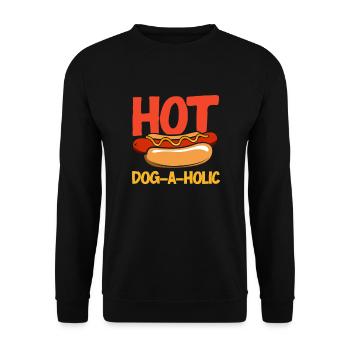 Hot Dog Lover: Dog-A-Holic Fun - Unisex Sweatshirt - black - Front - Alina (178cm) & Michal (187cm)