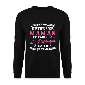 Maman et pétanque - Sweat-shirt Unisexe - noir - Devant - Alina (178cm) & Michal (187cm)