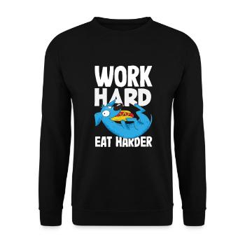 Travailler plus fort Manger plus fort Plaisir des hot-dogs - Sweat-shirt Unisexe - noir - Devant - Alina (178cm) & Michal (187cm)