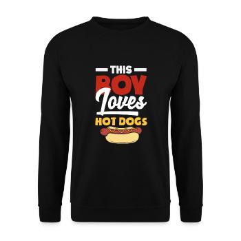 This Boy Loves Hot Dogs - Unisex Sweatshirt - black - Front - Alina (178cm) & Michal (187cm)