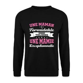 Cadeau pour Grand-Mère - Une Mamie Exceptionnelle - Sweat-shirt Unisexe - noir - Devant - Alina (178cm) & Michal (187cm)