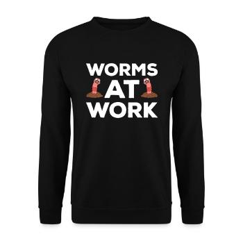 Süßer Wurm lustiger Regenwurm Würmer - Unisex Pullover - Schwarz - Vorne - Alina (178cm) & Michal (187cm)