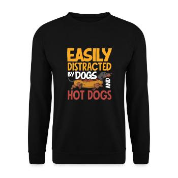 Facilement distrait par les chiens et les hot-dogs - Sweat-shirt Unisexe - noir - Devant - Alina (178cm) & Michal (187cm)