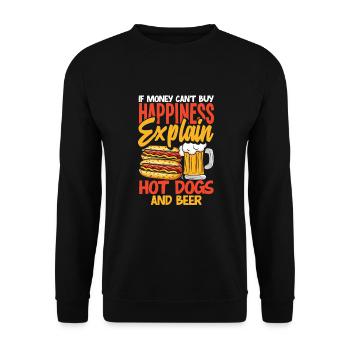 Déclarer le bonheur des hot-dogs et de la bière - Sweat-shirt Unisexe - noir - Devant - Alina (178cm) & Michal (187cm)