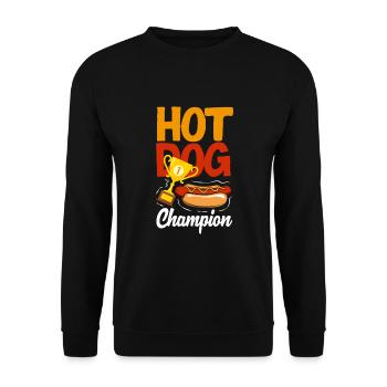 Hot Dog Champion Witzig Für Grillfans - Unisex Pullover - Schwarz - Vorne - Alina (178cm) & Michal (187cm)
