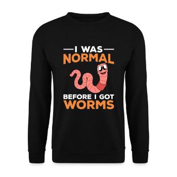 Süßer Wurm lustiger Regenwurm Würmer - Unisex Pullover - Schwarz - Vorne - Alina (178cm) & Michal (187cm)