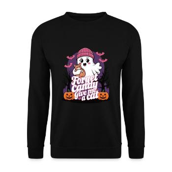 Halloween Cat Forget Candy Give Me A Cat - Unisex Sweatshirt - black - Front - Alina (178cm) & Michal (187cm)