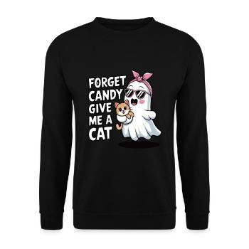 Halloween Cat Forget Candy Give Me A Cat - Unisex Sweatshirt - black - Front - Alina (178cm) & Michal (187cm)